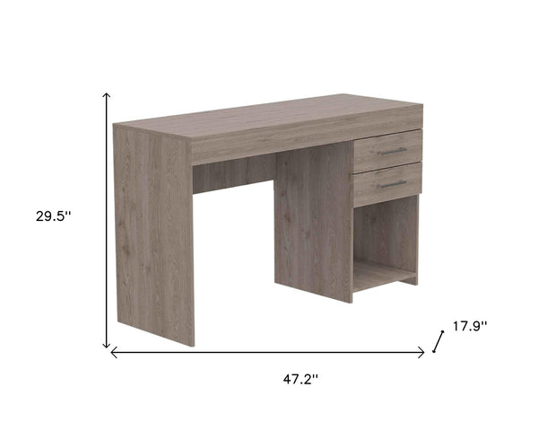 Homeroots 47" Light Gray Computer Desk With Two Drawers   403781