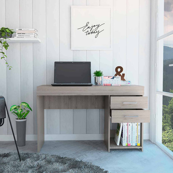 Homeroots 47" Light Gray Computer Desk With Two Drawers   403781