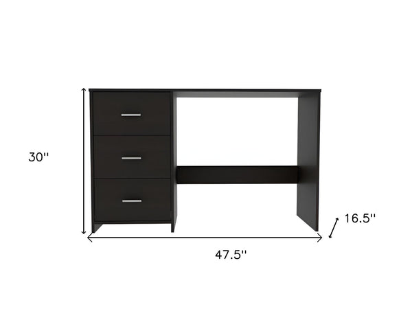 Homeroots 48" Black Computer Desk With Three Drawers   403782