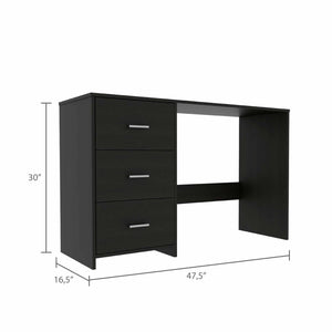 Homeroots 48" Black Computer Desk With Three Drawers   403782