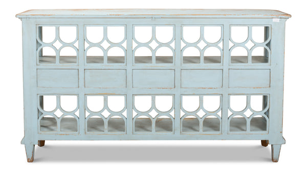 Sarreid Wine Connoisseur Shelf - Antique Blue Wash Reclaimed Pine Display For Stylish Wine Storage & Decor Blue  40378