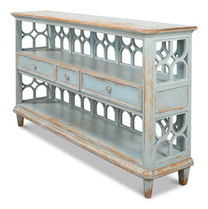 Sarreid Wine Connoisseur Shelf - Antique Blue Wash Reclaimed Pine Display For Stylish Wine Storage & Decor Blue  40378