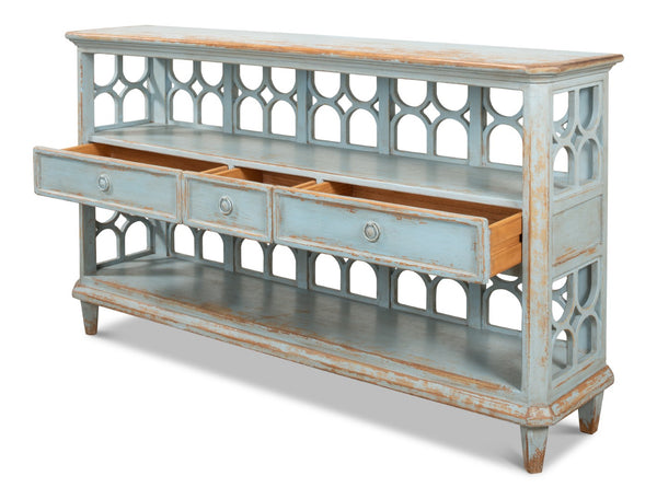 Sarreid Wine Connoisseur Shelf - Antique Blue Wash Reclaimed Pine Display For Stylish Wine Storage & Decor Blue  40378