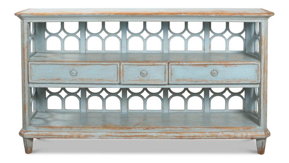 Sarreid Wine Connoisseur Shelf - Antique Blue Wash Reclaimed Pine Display For Stylish Wine Storage & Decor Blue  40378