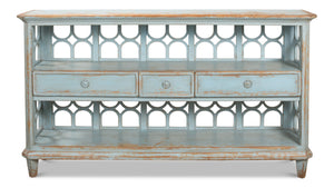 Sarreid Wine Connoisseur Shelf - Antique Blue Wash Reclaimed Pine Display For Stylish Wine Storage & Decor Blue  40378