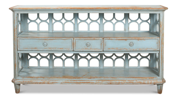 Sarreid Wine Connoisseur Shelf - Antique Blue Wash Reclaimed Pine Display For Stylish Wine Storage & Decor Blue  40378