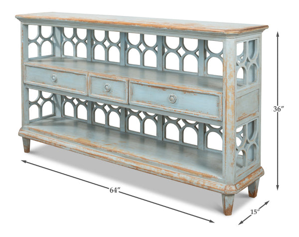 Sarreid Wine Connoisseur Shelf - Antique Blue Wash Reclaimed Pine Display For Stylish Wine Storage & Decor Blue  40378
