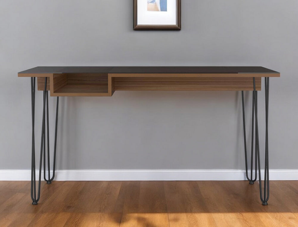 Homeroots 55" Brown And Black Computer Desk   403802