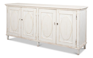 Sarreid Whitewash Ribbon Sideboard With Two Removable Shelves - Stylish Reclaimed Pine With Chic Finish White  40381