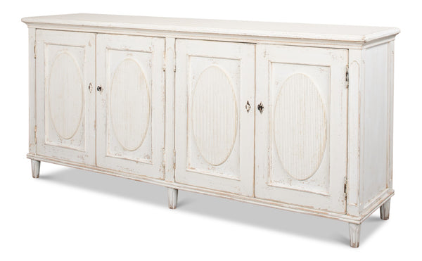 Sarreid Whitewash Ribbon Sideboard With Two Removable Shelves - Stylish Reclaimed Pine With Chic Finish White  40381