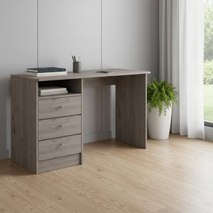 HomeRoots 46" Light Gray and Brown Wood Computer Desk with Three Drawers - Modern Workspace Upgrade for Your Home 403811
