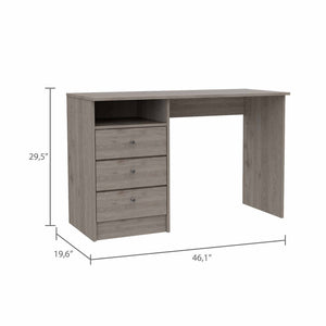 HomeRoots 46" Light Gray and Brown Wood Computer Desk with Three Drawers - Modern Workspace Upgrade for Your Home 403811