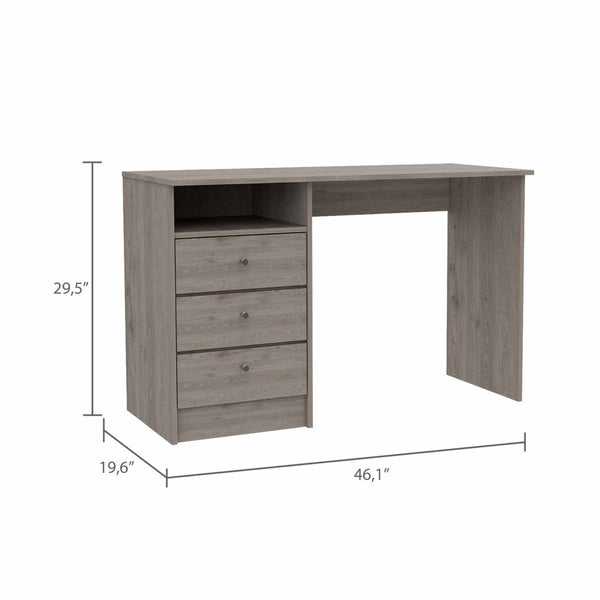 HomeRoots 46" Light Gray and Brown Wood Computer Desk with Three Drawers - Modern Workspace Upgrade for Your Home 403811