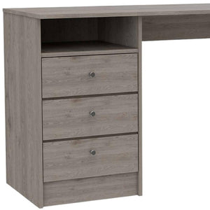 HomeRoots 46" Light Gray and Brown Wood Computer Desk with Three Drawers - Modern Workspace Upgrade for Your Home 403811