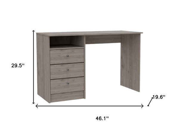 HomeRoots 46" Light Gray and Brown Wood Computer Desk with Three Drawers - Modern Workspace Upgrade for Your Home 403811