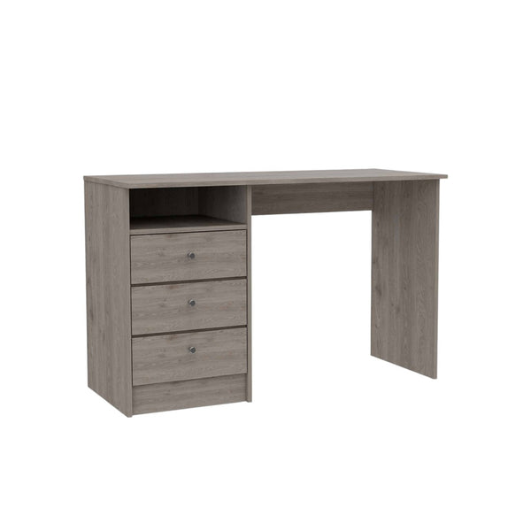 HomeRoots 46" Light Gray and Brown Wood Computer Desk with Three Drawers - Modern Workspace Upgrade for Your Home 403811