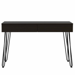 HomeRoots 47" Elegant Black and Brown Wood Computer Desk with Two Drawers for a Modern Workspace Solution 403812