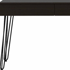 HomeRoots 47" Elegant Black and Brown Wood Computer Desk with Two Drawers for a Modern Workspace Solution 403812