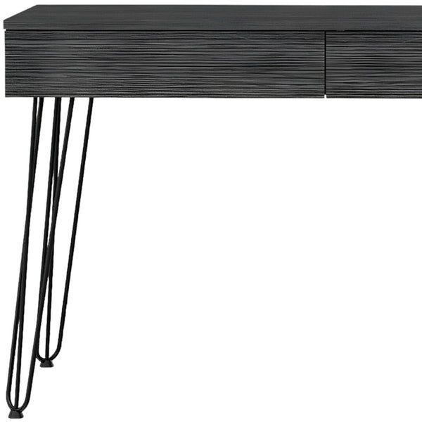 Homeroots 47" Gray And Black Computer Desk With Two Drawers   403814