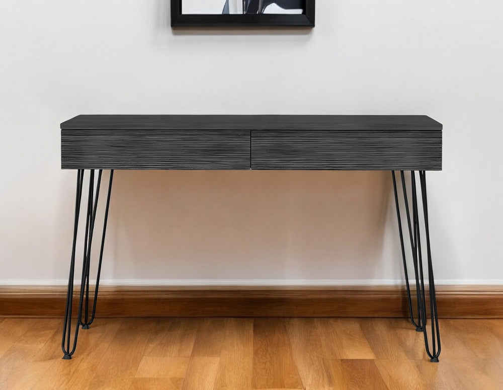 Homeroots 47" Gray And Black Computer Desk With Two Drawers   403814