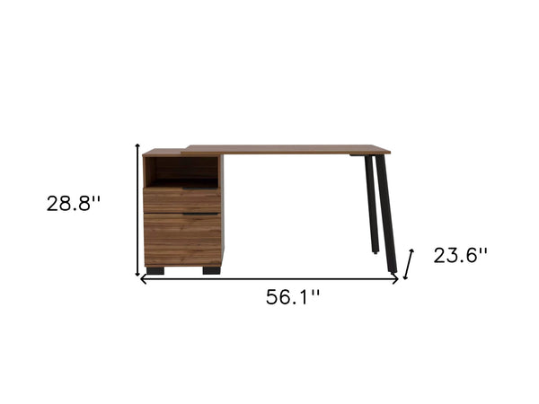 Homeroots 56" Brown And Black Computer Desk   403818