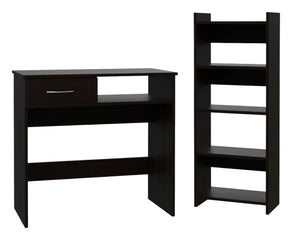 Homeroots 32" Black Computer Desk Desk And Bookshelf Set   403819