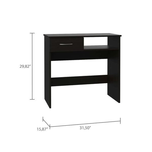 Homeroots 32" Black Computer Desk Desk And Bookshelf Set   403819