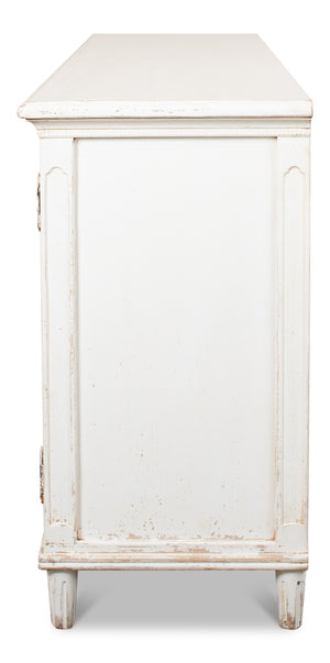 Sarreid Whitewash Ribbon Sideboard With Two Removable Shelves - Stylish Reclaimed Pine With Chic Finish White  40381