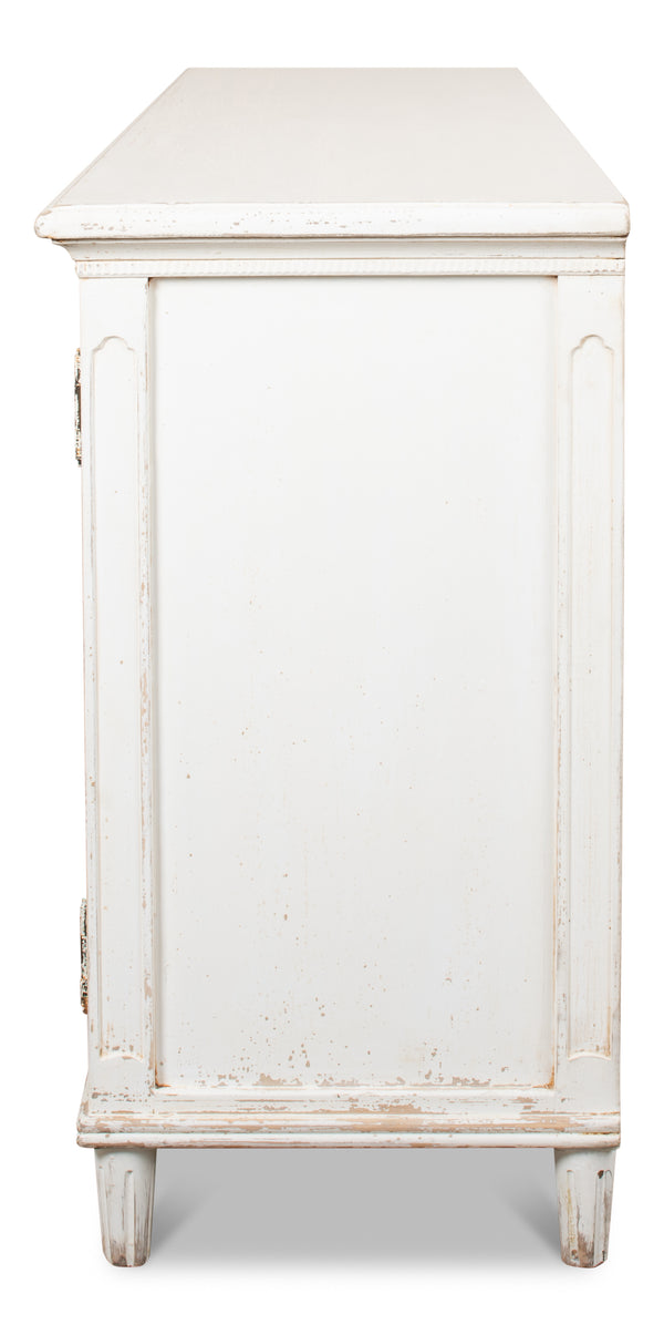 Sarreid Whitewash Ribbon Sideboard With Two Removable Shelves - Stylish Reclaimed Pine With Chic Finish White  40381