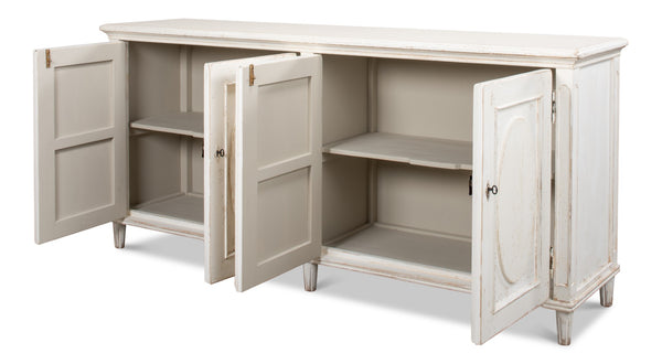 Sarreid Whitewash Ribbon Sideboard With Two Removable Shelves - Stylish Reclaimed Pine With Chic Finish White  40381