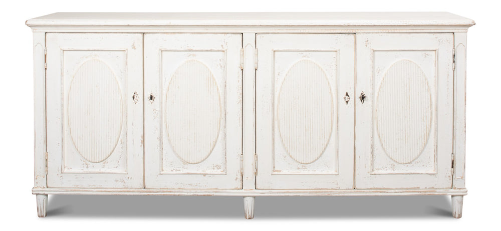 Sarreid Whitewash Ribbon Sideboard With Two Removable Shelves - Stylish Reclaimed Pine With Chic Finish White  40381