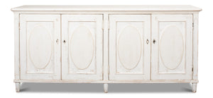 Sarreid Whitewash Ribbon Sideboard With Two Removable Shelves - Stylish Reclaimed Pine With Chic Finish White  40381