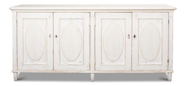 Sarreid Whitewash Ribbon Sideboard With Two Removable Shelves - Stylish Reclaimed Pine With Chic Finish White  40381