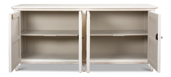 Sarreid Whitewash Ribbon Sideboard With Two Removable Shelves - Stylish Reclaimed Pine With Chic Finish White  40381