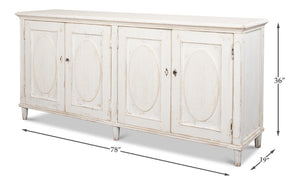 Sarreid Whitewash Ribbon Sideboard With Two Removable Shelves - Stylish Reclaimed Pine With Chic Finish White  40381