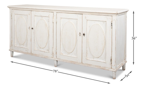 Sarreid Whitewash Ribbon Sideboard With Two Removable Shelves - Stylish Reclaimed Pine With Chic Finish White  40381