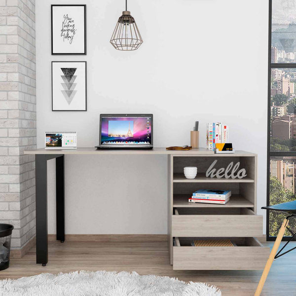 Homeroots 58" Light Gray Computer Desk   403821