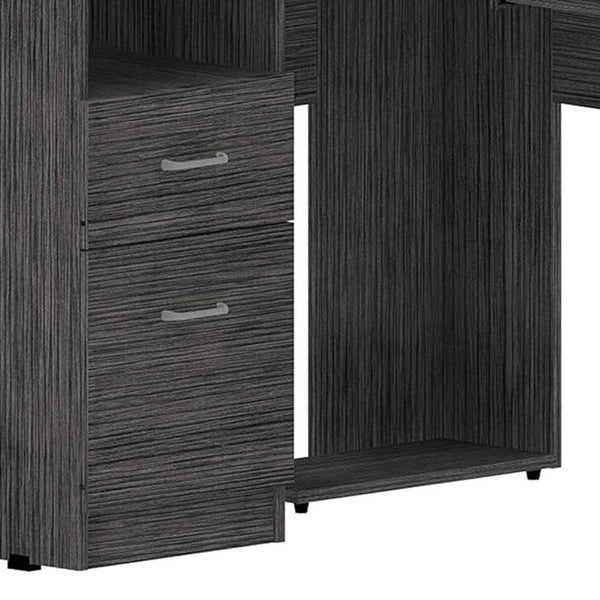 Homeroots 41" Gray L Shape Computer Desk With Two Drawers   403823