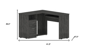 HomeRoots 41" Gray L Shape Computer Desk – Modern Design with Two Drawers for Efficient Home Office Organization 403823