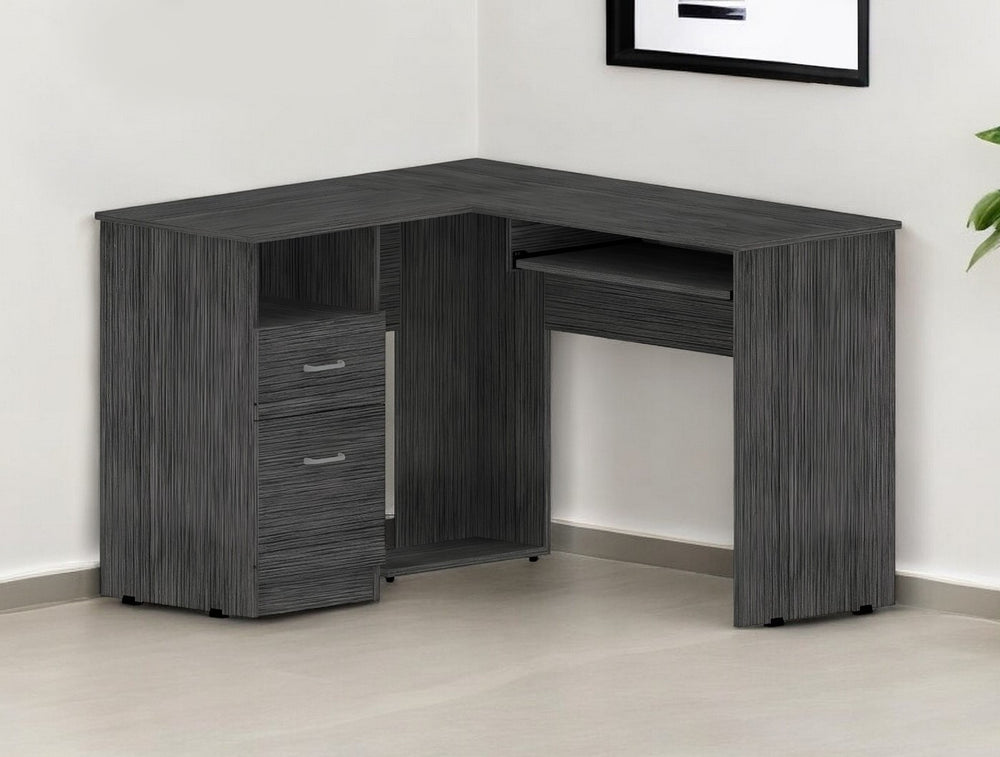 Homeroots 41" Gray L Shape Computer Desk With Two Drawers   403823