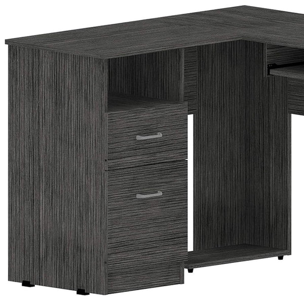 Homeroots 41" Gray L Shape Computer Desk With Two Drawers   403823