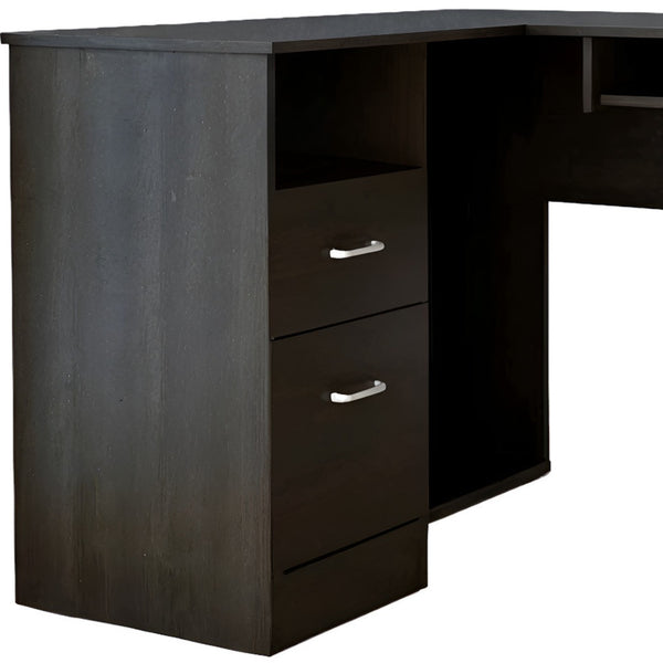 Homeroots 41" Black L Shape Computer Desk With Two Drawers   403824