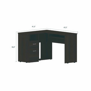 Homeroots 41" Black L Shape Computer Desk With Two Drawers   403824