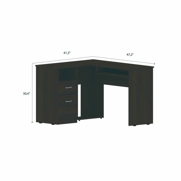 Homeroots 41" Black L Shape Computer Desk With Two Drawers   403824