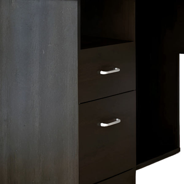 Homeroots 41" Black L Shape Computer Desk With Two Drawers   403824