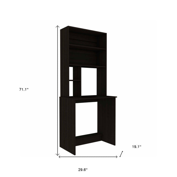Homeroots 30" Black Computer Desk With Hutch   403828