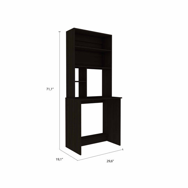 Homeroots 30" Black Computer Desk With Hutch   403828