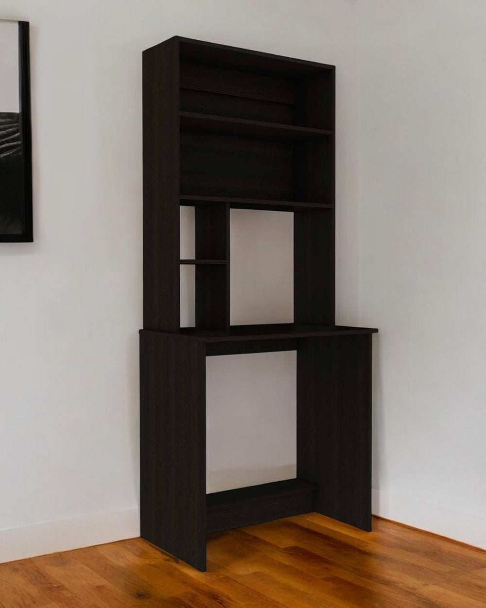 Homeroots 30" Black Computer Desk With Hutch   403828