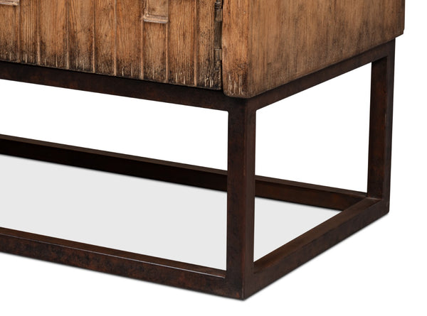 Sarreid Aztec Sideboard On Stand - Stylish Brown Pine With 2 Removable Shelves For Versatile Storage Brown  40383-2