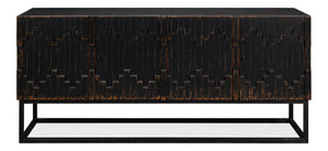 Sarreid Aztec Sideboard On Stand - Chic Whitewash Finish With 2 Removable Shelves For Stylish Storage White  40383